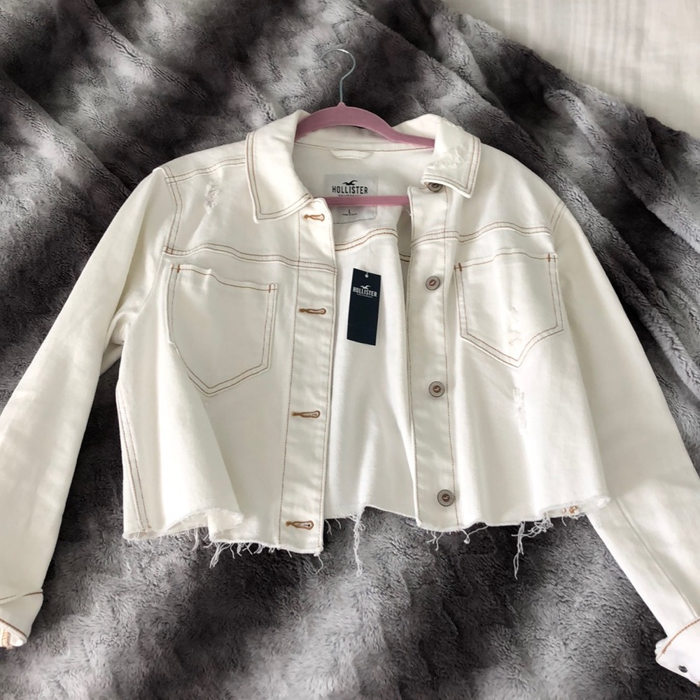 Hollister crop white denim